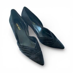Nine West • Black Ruched Suede Heels • Size 9.5
